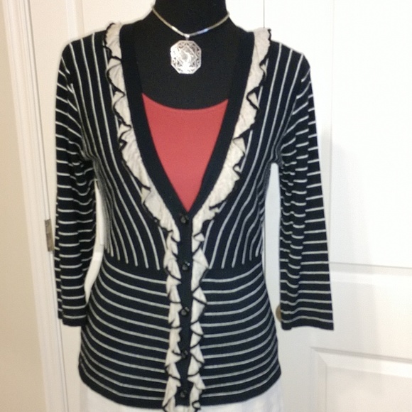 CAbi Sweaters - CAbi Black & Tan Striped Cardigan